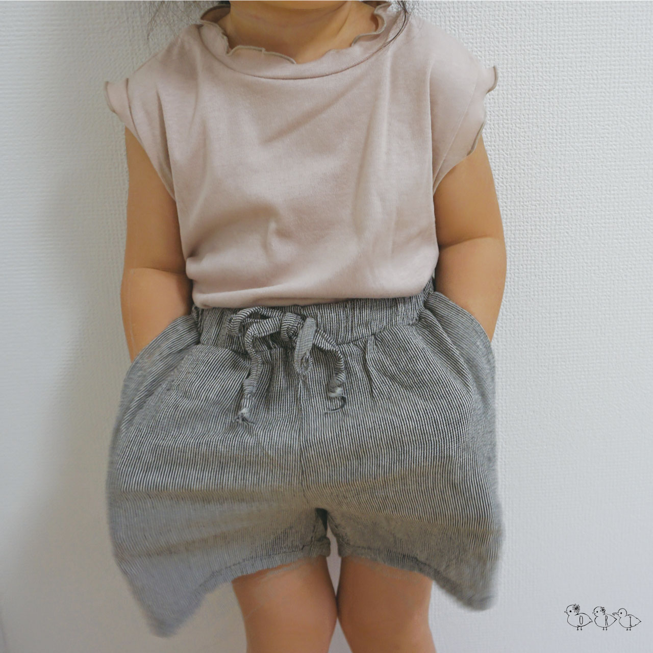 ORI SHOP シンプルでおしゃれな子供服！キッズ ストライプショートパンツ 80-120 韓国子供服 海外子供服
